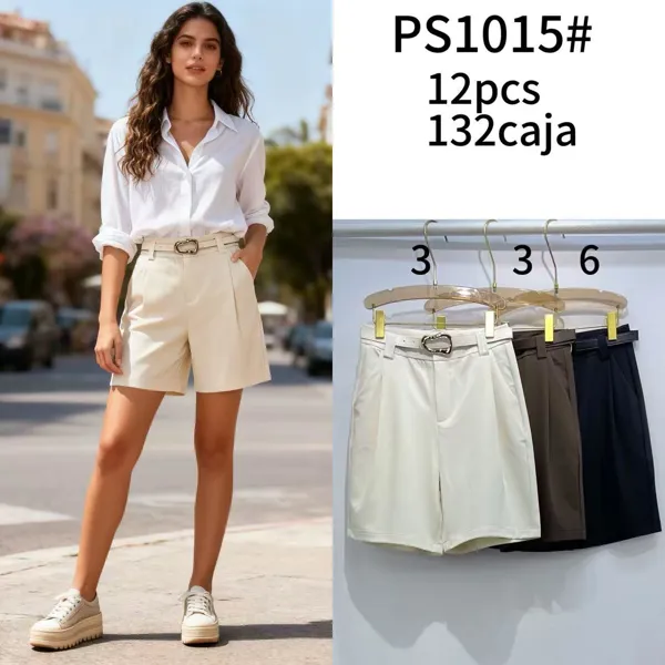 Shorts con cinturón para mujer-PS1015