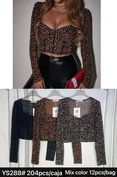 Top manga larga estampado animal print-YS288