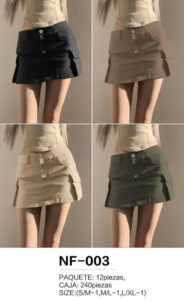 Minifalda cargo con bolsillos-NF003