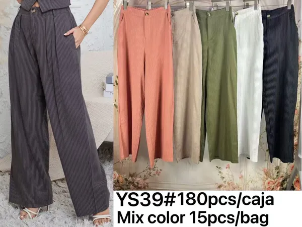 Pantalones anchos a rayas-YS39