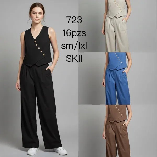 Conjunto de Chaleco y Pantalón Palazzo-723