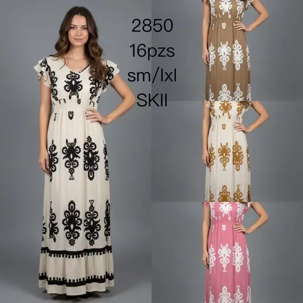 Vestido largo con estampado-2850