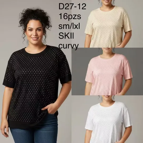 Playera de manga corta con brillos-D27-12