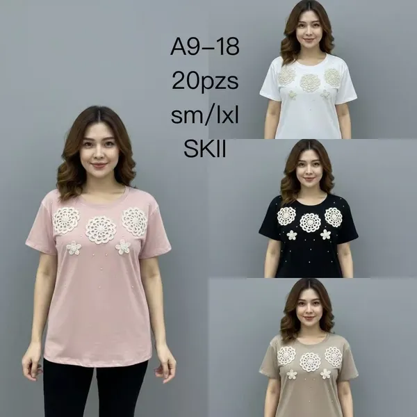Playera con detalles florales y perlas-A9-18
