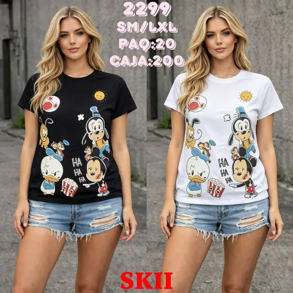 Playera con estampado de personajes animados-2299