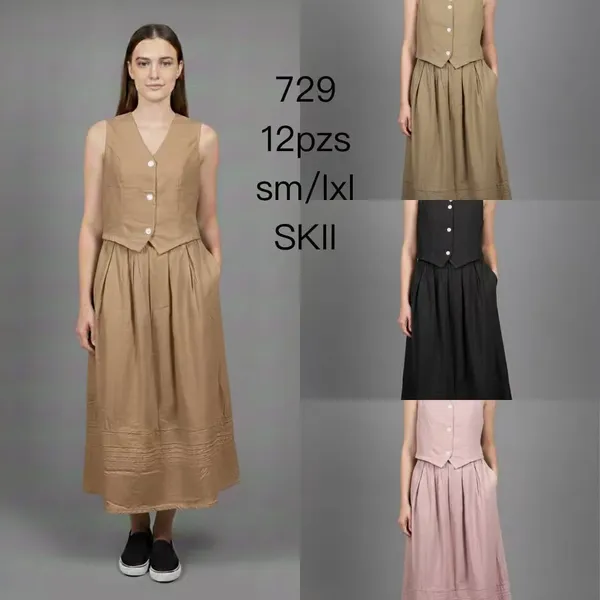 Conjunto de Chaleco y Falda Plisada-729