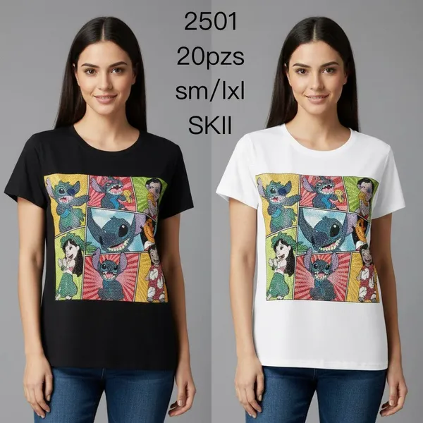 Playera con estampado de Lilo y Stitch-2501