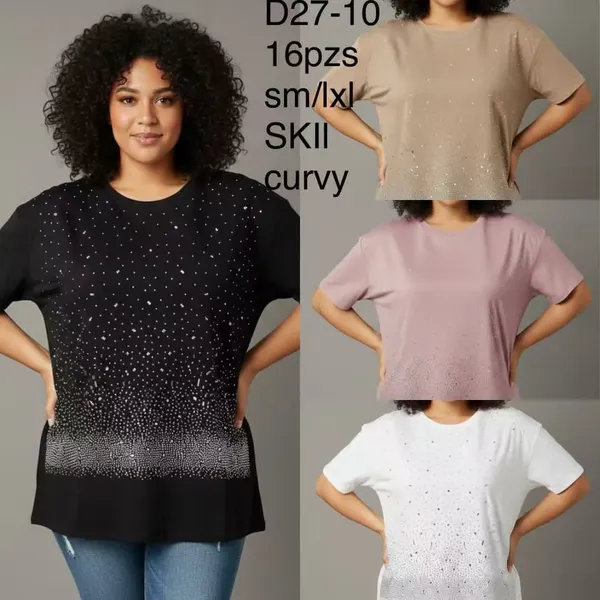 Playera de manga corta con brillos-D27-10