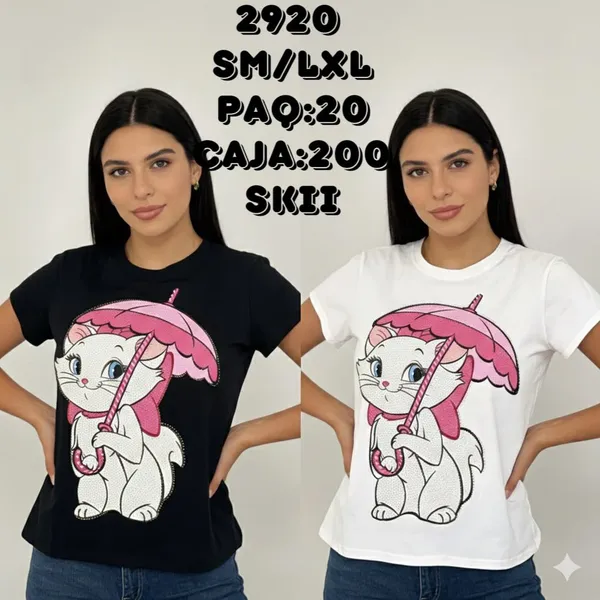 Playera de Gata con Sombrilla-2920