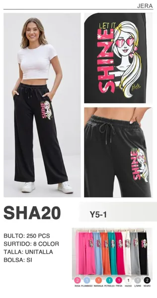 Joggers deportivos Barbie con estampado-SHA20