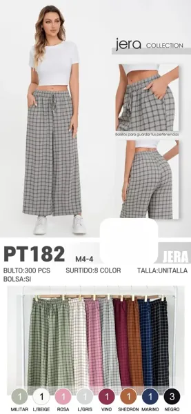 Pantalón palazzo a cuadros-PT182