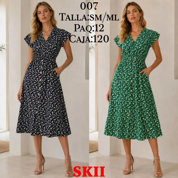 Vestido floreado con botones-007