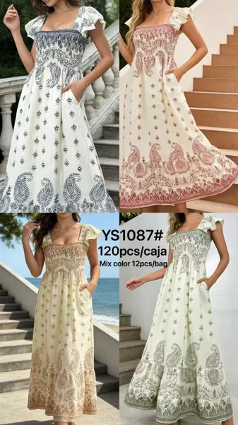 Vestido largo de tirantes con estampado floral-YS1087