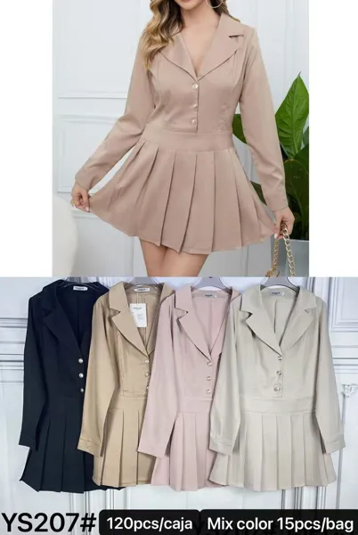 Vestido tipo blazer con falda plisada-YS207