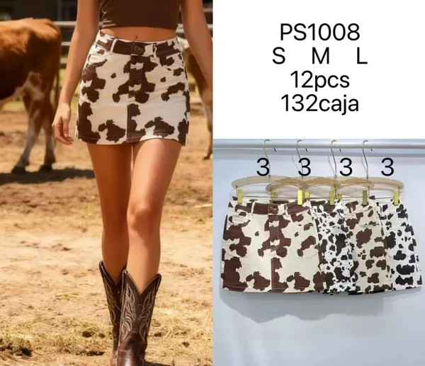 Falda con estampado de vaca-PS1008