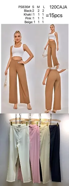 Pantalones casuales de pierna ancha para mujer-PS836