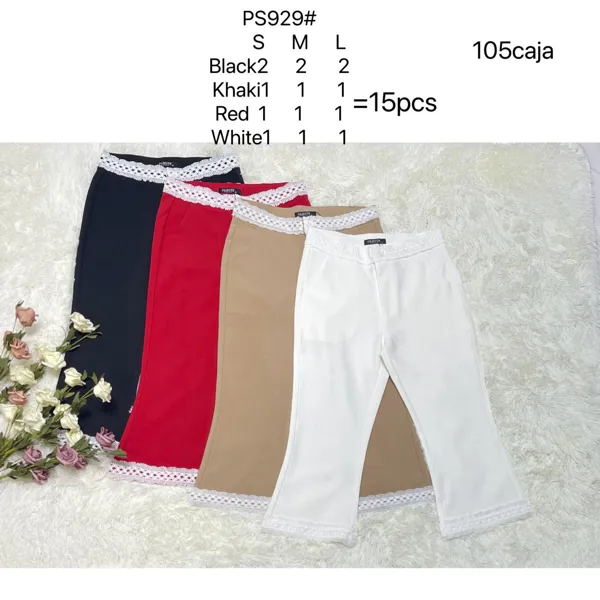 Pantalón de mujer con detalle de encaje-PS929