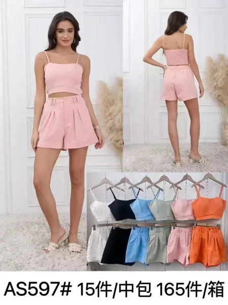 Conjunto de dos piezas de Crop Top y Shorts-AS597