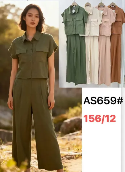 Conjunto casual de camisa y pantalón-AS659
