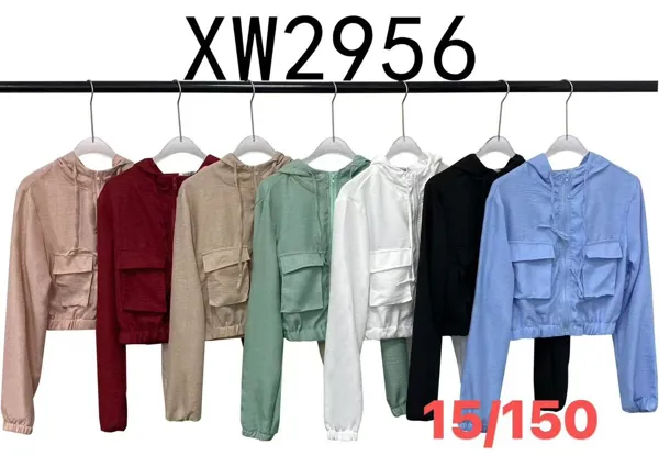Sudadera corta con capucha y cremallera-XW2956