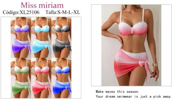 Traje de baño de dos piezas con pareo-XL25106