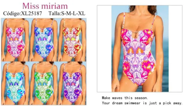 Traje de baño de una pieza con estampado-XL25187
