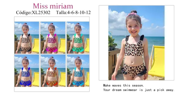 Bikini de niña con estampado de leopardo-XL25302