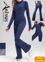 Conjunto deportivo de top con cremallera y pantalón-3512